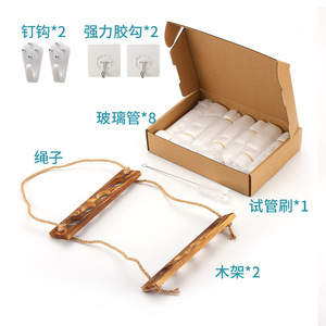 Seeking Excellence 2-Layer Wall-Mounted Hydroponic <b>Plant</b> Decor Wooden <b>Frame</b> Test Tube Glass Container Creative Home Decoration - Product Image 2