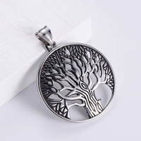 Pendentif classique rond Arbre de Vie, pendentif creux unisexe en acier inoxydable, collier bijoux prix usine