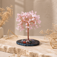 Arbre porte-bonheur en cristal et pierres précieuses fait main avec base en fil de cuivre et pierres, pour la décoration de la maison ou du bureau