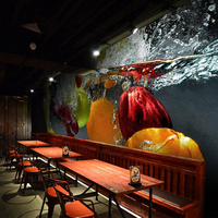 Papier peint mural 3D moderne à motifs personnalisés, fruits frais dans l'eau, pour restaurant, bar, boutique de fruits frais