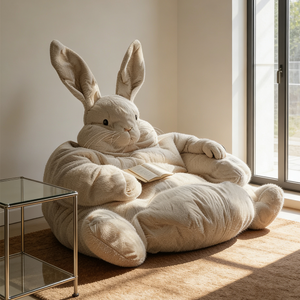 Canapé géant en peluche lapin de luxe, fauteuil lounge créatif en fourrure, mobilier moderne pour la maison, grand lit animal - Product Image 2