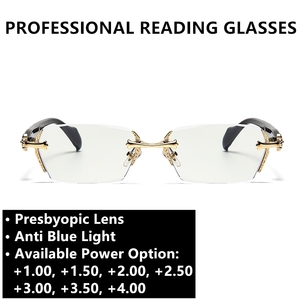Frameless Reading Glasses Rectangle Silver Gold Floral <strong>Computer</strong> 2025 <strong>Blue</strong> <strong>Light</strong> <strong>Filter</strong> Farsighted +2.50 +1.50 Design Women Men - Product Image 2