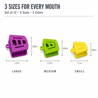 Ensemble de blocs de mastication dentaires et d'ouvre-bouche, 12 pièces, 3 tailles, codés par couleur, pour traitement en clinique
