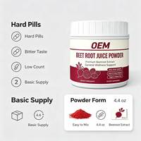 Poudre de jus de betterave en marque blanche OEM 180g 6.34oz Végétalien Sans gluten Vente en gros pour distributeurs Non destiné aux femmes enceintes