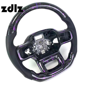 Volant en fibre de carbone forgé en poudre violette en cuir perforé personnalisé pour Ford <span class=keywords><strong>Raptor</strong></span> F150 2019 - Product Image 2