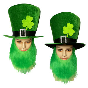 Chapeau haut de forme pour la Saint-Patrick, avec <span class=keywords><strong>barbe</strong></span> verte, pour déguisement irlandais - Product Image 5