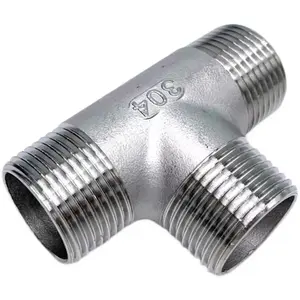 Pipe Fittings Casted Male Tee Fitting 3 Way Stainless Steel 1/2" NPT Male Threaded T Pipe Hose Fitting 3 Sided