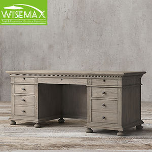 विसममैक्स फर्नीचर अमेरिकी देश ओक लकड़ी अध्ययन तालिका क्लासिक रेट्रो आयताकार लेखन डेस्क - Product Image 6