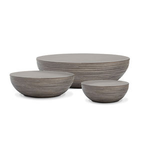 Minimalist Large Round Black Brown Solid Wood <strong>Teak</strong> Travertine Coffee <strong>Table</strong> for Hotel Lobby Lodge Contemporary - Product Image 3