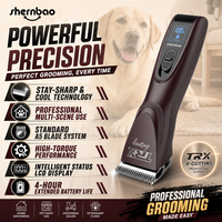 Tondeuse à poils pour animaux de compagnie Shernbao PGC-901 en acier inoxydable, alimentée par batterie, avec lames A5 Stay-Sharp & Cool pour chiens et chevaux