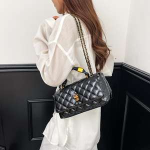 Bolso de mano de alta calidad para mujer con diseño de diamantes, elegante bolso de hombro de cuero PU con cadena ligera, bolso cruzado para mujer - Product Image 4