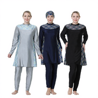 Burkinis islamiques pour femmes à dos nu, séchage rapide, avec long hijab, en Spandex/Polyester, UPF30, coupe ajustée