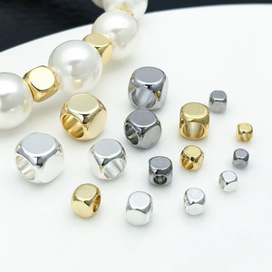 Gold And Silver Square <b>Spacer</b> Beads For DIY Jewelry Making 8mm Cube Bead Findings - Product Image 4