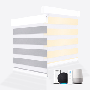Persianas enrollables motorizadas inteligentes con control remoto inalámbrico de <span class=keywords><strong>Google</strong></span>, sin taladro ni herramientas, opacas para día y noche, tipo cebra, lisas, francesas - Product Image 1