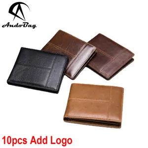 AndoBag Carteiras Curtas para Homens Real Genuine Cow Leather Card Holder RFID Block Retro Fashion Purse Wallet 8064