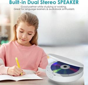 เครื่องเล่นซีดีแบบพกพาส่วนตัวพร้อมลำโพงคู่ในตัว รองรับการส่งสัญญาณบลูทูธ เครื่องเล่นซีดีขนาดเล็ก ใช้ซ้ำซึ้งเพลง เรียนรู้เพลง ใช้ได้ทั้งเดินทางและที่บ้าน - Product Image 4