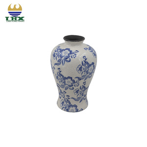 키 큰 파란색과 흰색 도자기 꽃병 Chinoiserie 세라믹 꽃병 균열 유약 거실 웨딩 탁상 장식 장식 장식 - Product Image 6