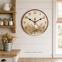 Jam Dinding Kayu Minimalis 12 Inch Custom OEM ODM, Senyap Tanpa Bunyi Tik-tok, Seni Garis Nordik, Dekorasi Rumah, Hadiah Ruang Tamu, Grosir