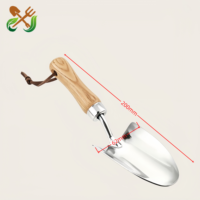 Truelle de jardin en acier inoxydable poli robuste avec manche en bois pour petits travaux de jardinage et de plantation