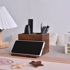 Wooden remote <b>control</b> storage box, multi-functional desktop <b>phone</b> and tablet holder, creative tabletop storage box <b>for</b> living - Product Image 2