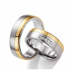 Anello di Coppia con Diamanti Placcato Oro 18k Design <span class=keywords><strong>Italiano</strong></span> - Product Image 5