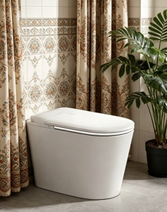 <span class=keywords><strong>WC</strong></span> intelligent avec télécommande vocale, fonction lavage féminin, protection anti-éclaboussures, siège élargi, bidet chauffant, séchage à air chaud, affichage LED - Product Image 1