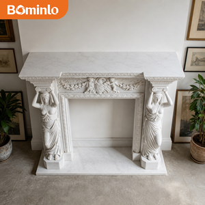 Figure de Caryatide en marbre blanc, <span class=keywords><strong>frise</strong></span> de cheminée Putti, design néoclassique sculpté à la main pour hôtel de luxe, musée, grand hall - Product Image 5