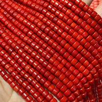 Haizhu Corail 4X6mm Tube Rouge Foncé Entretoise Perles de Pierres Précieuses Haishi pour Bijoux de Mode Bracelet Collier Fabrication Accessoires de Pierre