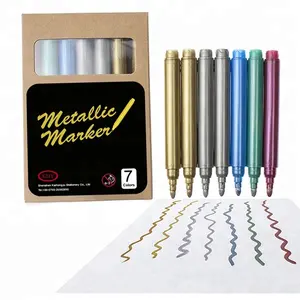 प्रचार 5 रंग धातुई शराब गिलास मार्कर पेन सेट, व्यामार्जनीय गैर-विषाक्त धातु मार्कर पेन