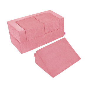Set da gioco modulare 5 pezzi in morbido peluche di velluto a coste, a forma cilindrica, per piscina di palline interna per bambini, colore azzurro - Product Image 3