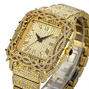 <span class=keywords><strong>Montre</strong></span> à quartz pour <span class=keywords><strong>homme</strong></span> tendance vintage hip-hop, motif épines, carrée, entièrement sertie de diamants, 45 mm, mouvement japonais MIYOTA <span class=keywords><strong>Citizen</strong></span> - Product Image 1