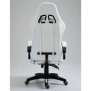 Silla Gamer para Realidad Virtual <span class=keywords><strong>con</strong></span> Luces LED RGB Blancas, Control Remoto, Cuero PU, Reposapiés Reclinable, Reposacabezas, Soporte Lumbar y Base Giratoria - Product Image 4