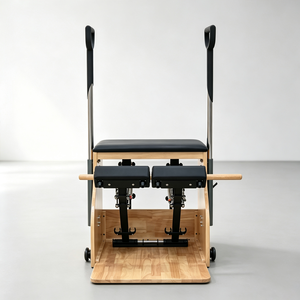 <span class=keywords><strong>Chaise</strong></span> de Pilates en bois de caoutchouc commercial avec coussin en PU, résistance réglable, poignées et <span class=keywords><strong>roulettes</strong></span> - Product Image 5