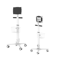 Chariot d'hôpital universel à quatre roues avec cadre métallique et support plat, support mobile pour tablette informatique pour petits espaces