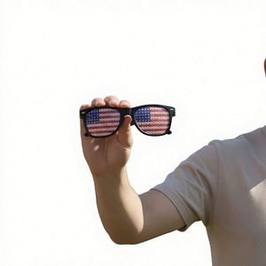 Accesorios para Gafas de Plástico Ecológicos Promocionales Personalizados al por Mayor con Lentes Decorativas Impresas Digitalmente con Bandera - Product Image 1