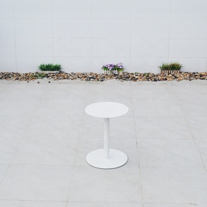 Modern Minimalist <b>White</b> Restaurant Coffee Shop Outdoor Aluminum Round Coffee <b>Table</b> - Product Image 1