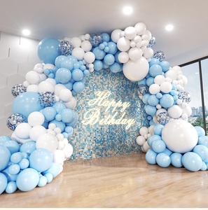 Kit d'<span class=keywords><strong>arche</strong></span> de ballons en latex <span class=keywords><strong>bleu</strong></span> clair et blanc, guirlande et <span class=keywords><strong>arche</strong></span> de ballons pour divers thèmes, décoration de fête - Product Image 4