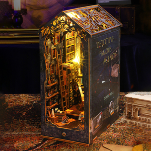 2026 Dedektif Bürosu Art Deco Ahşap Kitap Ayracı DIY 3D Yapboz Kitleri Minyatür Bina Modeli Doğum Günü Hediyesi ve Masa Düzenleyici - Product Image 6