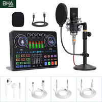 Microphone à condensateur professionnel BHA BM800+AT350 48V avec mixeur audio, suppression du bruit, alimentation fantôme, double streaming filaire en direct