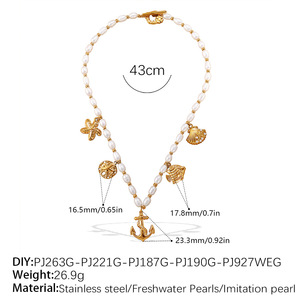 Collar con Dijes de Perlas Chapadas en Oro y Colgantes de Animales, Joyería de Cadena con Cuentas de Estilo Vintage para Regalo Unisex - Product Image 4