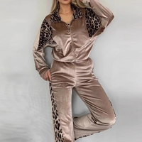 Ensemble décontracté 2 pièces pour femme : veste zippée et pantalon imprimé léopard – Tenue de sport en gros