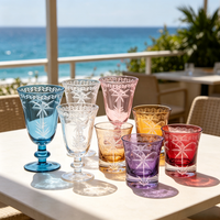Verres à pied personnalisés SNW gravés à la main, motif cocotier vintage, style plage tropicale, pour bar et fêtes
