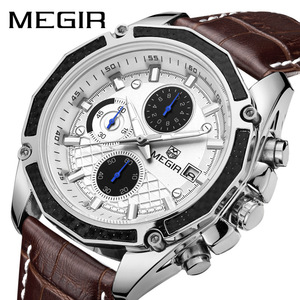 นาฬิกาควอตซ์ MEGIR 2015G สำหรับผู้ชาย ตัวเรือนโลหะผสม หน้าปัดกระจก แสดงผลแบบเข็ม  แฟชั่น  โครโนกราฟ  กันน้ำ - Product Image 1