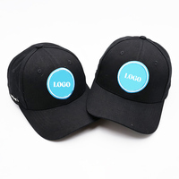 Zwarte 6-panel hoge kwaliteit verstelbare katoenen petten met borduurwerk, groothandel, gepersonaliseerde petten