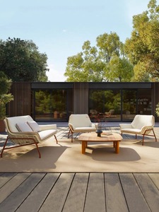 Ensemble d'extérieur moderne de luxe en rotin PE avec cadre en corde et tissu imperméable pour villa, hôtel, jardin, plage et patio - Product Image 2