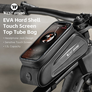 Sac de cadre de vélo WEST BIKING, sac de tube supérieur imperméable pour vélo, accessoires de vélo, sacs de vélo avec écran tactile pour téléphone - Product Image 1