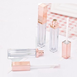 <span class=keywords><strong>Tube</strong></span> carré transparent de 5 ml pour brillant à lèvres, or rose, argent, blanc, noir, emballage de maquillage vide en plastique, applicateur doe foot, contenant pour gloss - Product Image 2