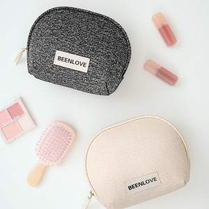 Beilian Portable Travel Toiletry Bag Half Circle Makeup Case Beige Black For Trip Cosmetic Storage - Product Image 2