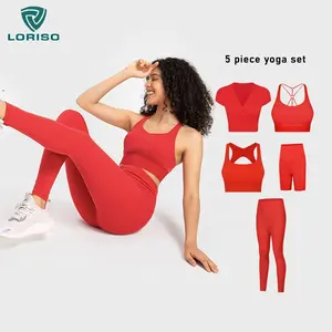 2023 Evrule new chinese red gym high quality womens yoga clothes sustainable spandex yoga clothing