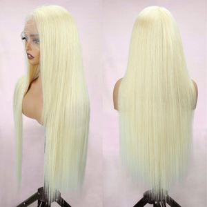 Perruque Lace Front Amygirl 24-32 pouces 613 13x4, densité 210%, lisse, blonde, pour femmes noires, pré-plumée, avec baby hair, longue, blonde naturelle - Product Image 3